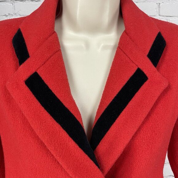 VTG Rothschild Red Wool Buttoned Collared Lined Peacoat USA Made Girls Size 7 - Picture 9 of 15